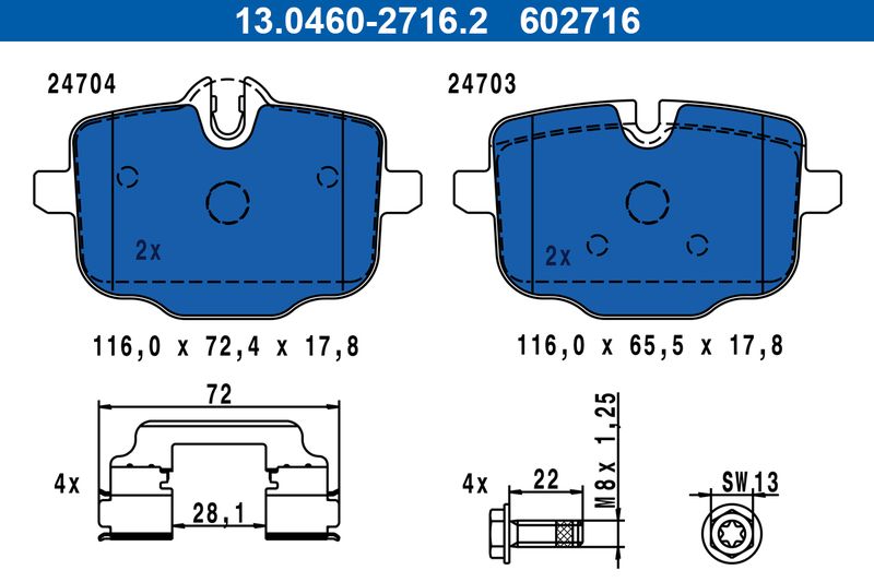 Brake Pad Set, disc brake ATE 13.0460-2716.2