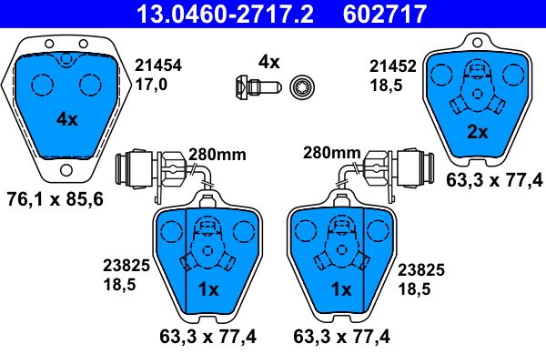 Brake Pad Set, disc brake ATE 13.0460-2717.2