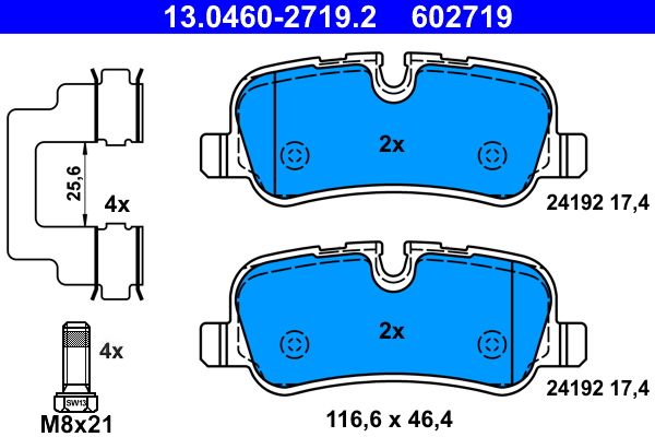 Brake Pad Set, disc brake ATE 13.0460-2719.2