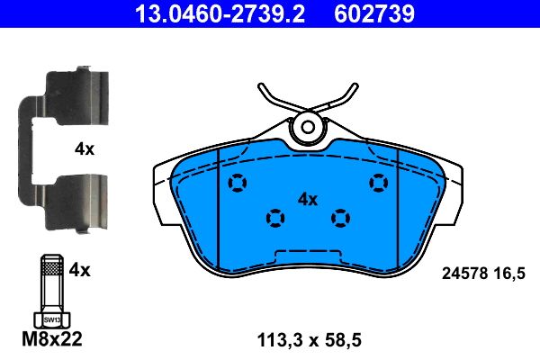 Brake Pad Set, disc brake ATE 13.0460-2739.2