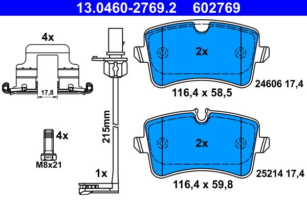 Brake Pad Set, disc brake ATE 13.0460-2769.2