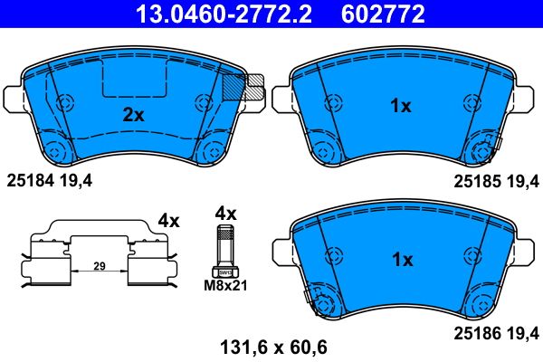 Brake Pad Set, disc brake ATE 13.0460-2772.2