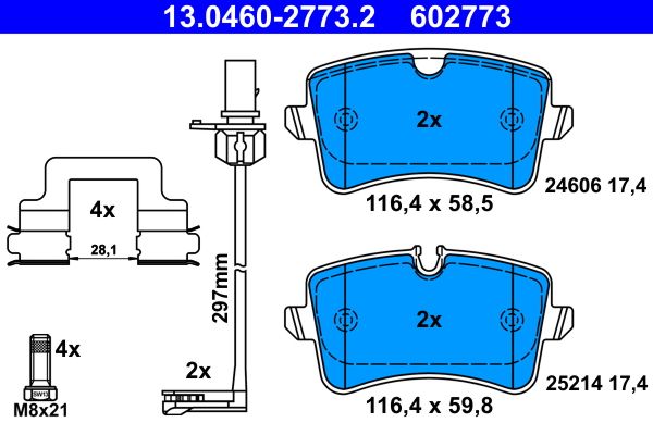 Brake Pad Set, disc brake ATE 13.0460-2773.2