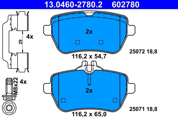 Brake Pad Set, disc brake ATE 13.0460-2780.2