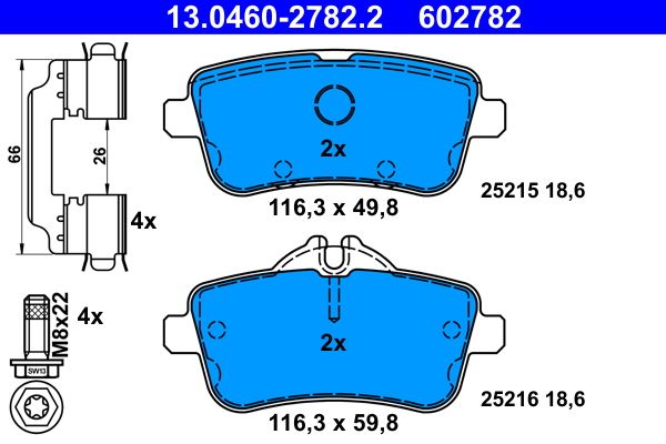 Brake Pad Set, disc brake ATE 13.0460-2782.2