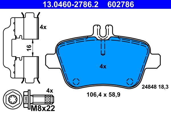 Brake Pad Set, disc brake ATE 13.0460-2786.2