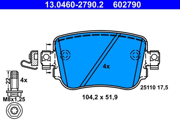 Brake Pad Set, disc brake ATE 13.0460-2790.2