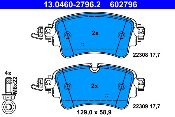 Brake Pad Set, disc brake ATE 13.0460-2796.2