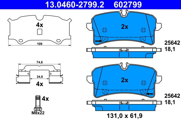 Brake Pad Set, disc brake ATE 13.0460-2799.2