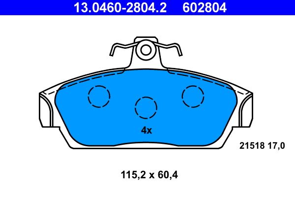 Brake Pad Set, disc brake ATE 13.0460-2804.2