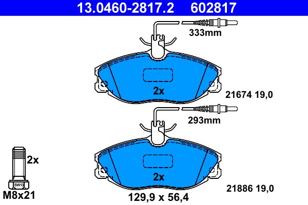 Brake Pad Set, disc brake ATE 13.0460-2817.2