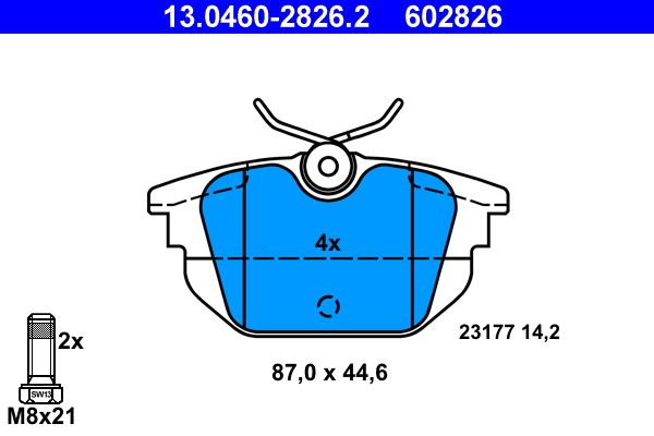 Brake Pad Set, disc brake ATE 13.0460-2826.2