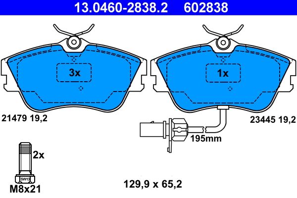 Brake Pad Set, disc brake ATE 13.0460-2838.2