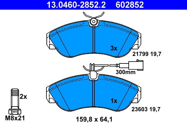 Brake Pad Set, disc brake ATE 13.0460-2852.2