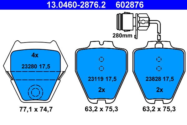 Brake Pad Set, disc brake ATE 13.0460-2876.2