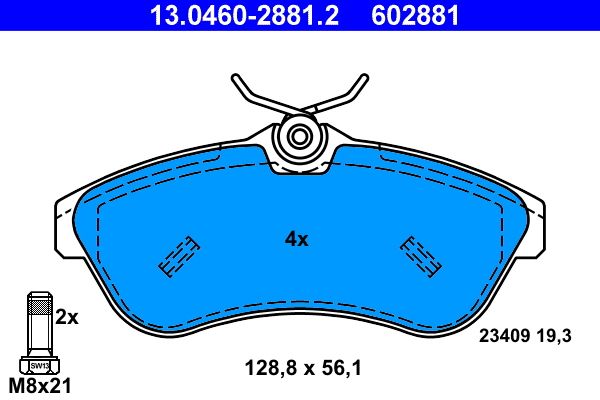 Brake Pad Set, disc brake ATE 13.0460-2881.2