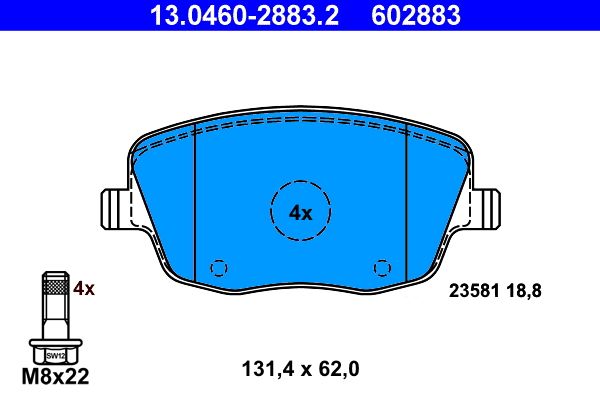 Brake Pad Set, disc brake ATE 13.0460-2883.2