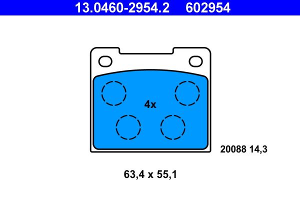 Brake Pad Set, disc brake ATE 13.0460-2954.2