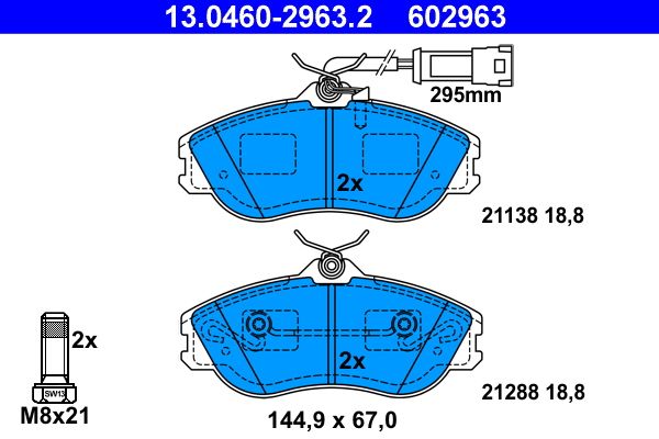 Brake Pad Set, disc brake ATE 13.0460-2963.2