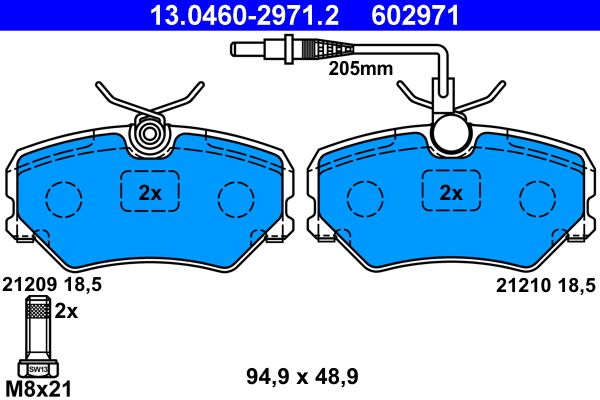 Brake Pad Set, disc brake ATE 13.0460-2971.2