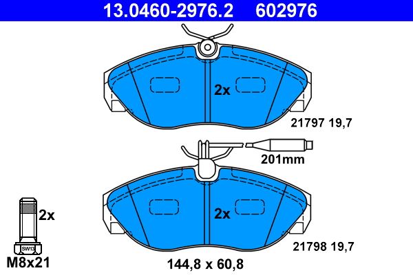 Brake Pad Set, disc brake ATE 13.0460-2976.2