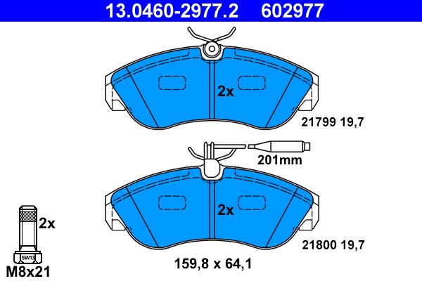 Brake Pad Set, disc brake ATE 13.0460-2977.2