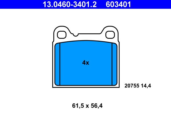 Brake Pad Set, disc brake ATE 13.0460-3401.2