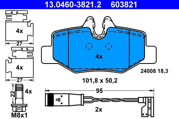 Brake Pad Set, disc brake ATE 13.0460-3821.2