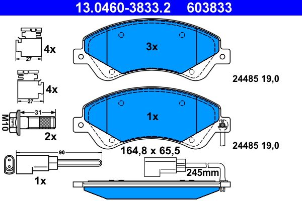 Brake Pad Set, disc brake ATE 13.0460-3833.2