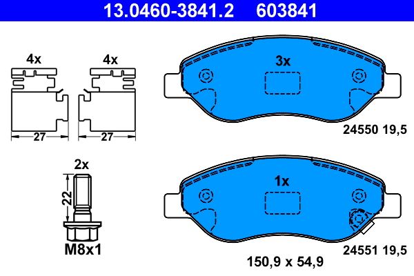 Brake Pad Set, disc brake ATE 13.0460-3841.2