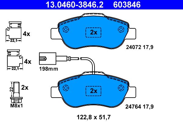 Brake Pad Set, disc brake ATE 13.0460-3846.2