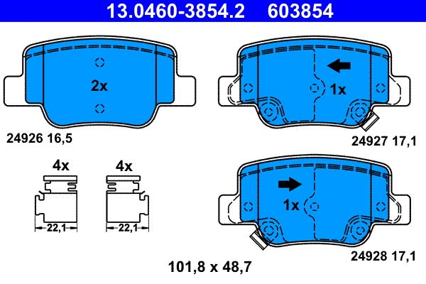 Brake Pad Set, disc brake ATE 13.0460-3854.2