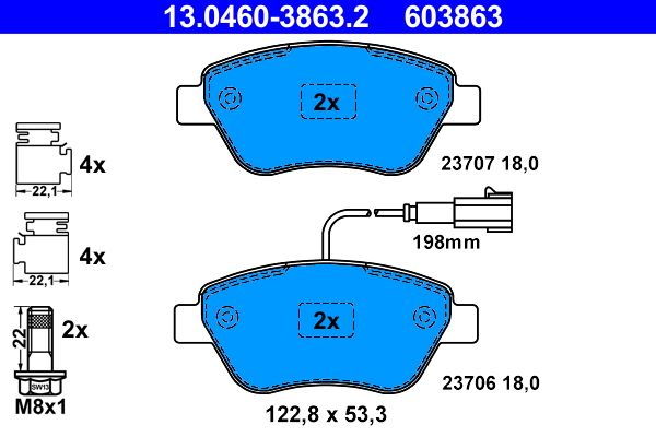 Brake Pad Set, disc brake ATE 13.0460-3863.2