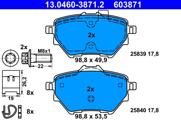 Brake Pad Set, disc brake ATE 13.0460-3871.2