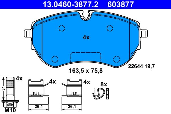 Brake Pad Set, disc brake ATE 13.0460-3877.2