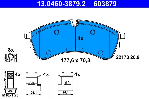 Brake Pad Set, disc brake ATE 13.0460-3879.2