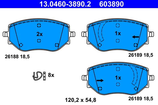 Brake Pad Set, disc brake ATE 13.0460-3890.2