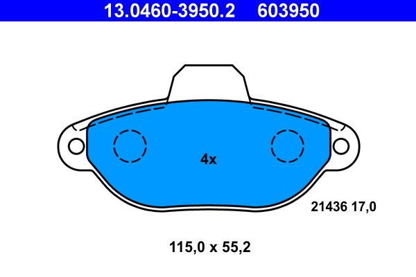 Brake Pad Set, disc brake ATE 13.0460-3950.2