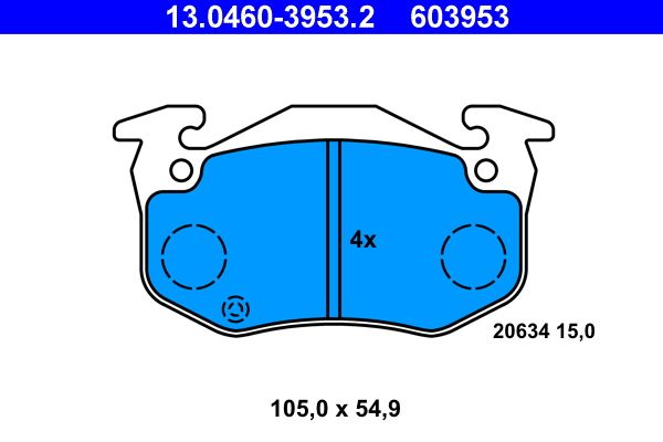 Brake Pad Set, disc brake ATE 13.0460-3953.2