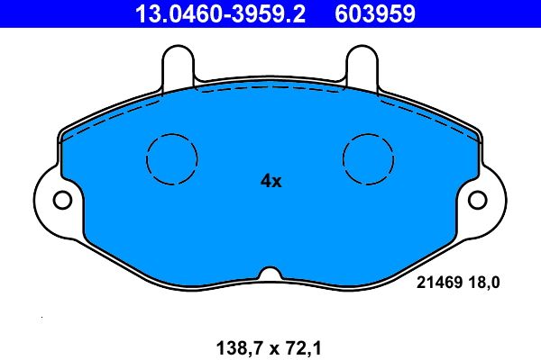 Brake Pad Set, disc brake ATE 13.0460-3959.2