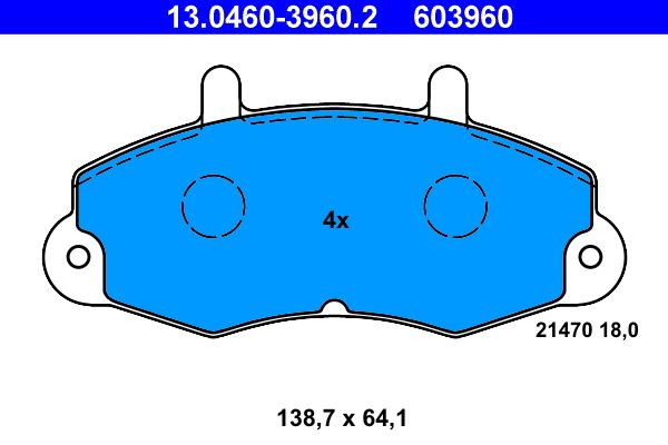 Brake Pad Set, disc brake ATE 13.0460-3960.2