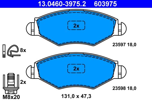 Brake Pad Set, disc brake ATE 13.0460-3975.2