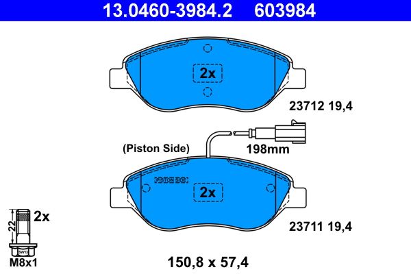 Brake Pad Set, disc brake ATE 13.0460-3984.2