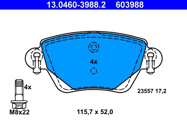 Brake Pad Set, disc brake ATE 13.0460-3988.2