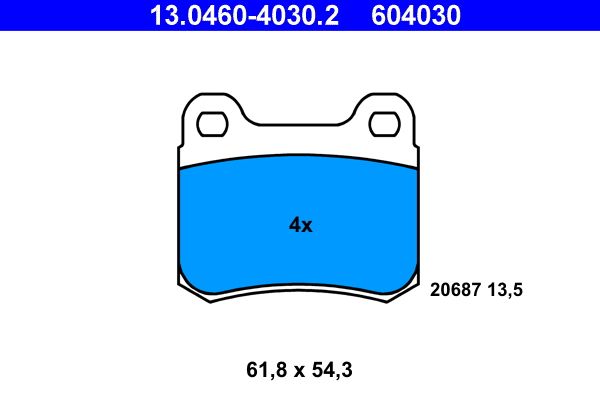 Brake Pad Set, disc brake ATE 13.0460-4030.2