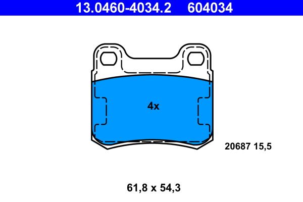 Brake Pad Set, disc brake ATE 13.0460-4034.2