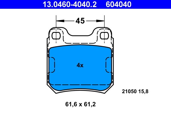 Brake Pad Set, disc brake ATE 13.0460-4040.2