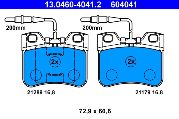 Brake Pad Set, disc brake ATE 13.0460-4041.2