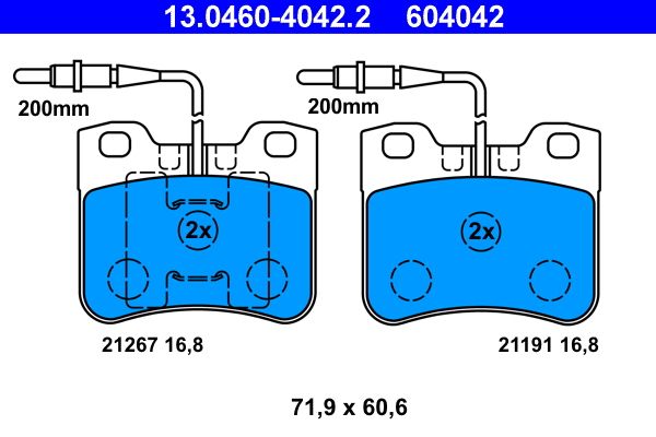 Brake Pad Set, disc brake ATE 13.0460-4042.2