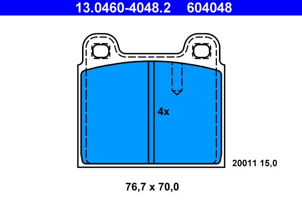 Brake Pad Set, disc brake ATE 13.0460-4048.2